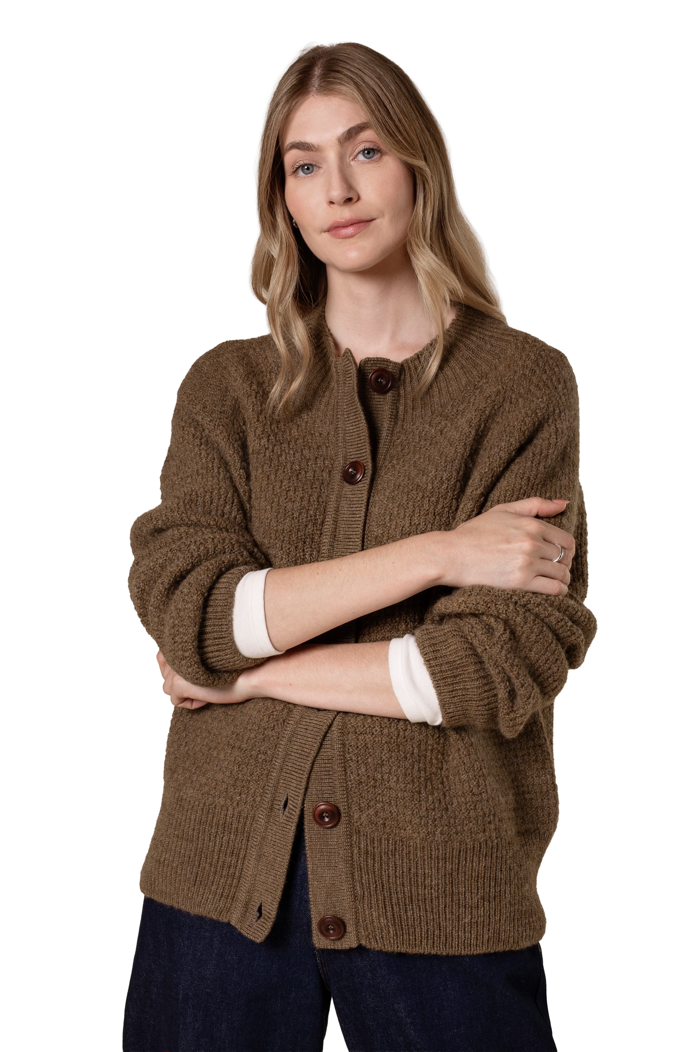 British Wool Moss Stitch Cardigan