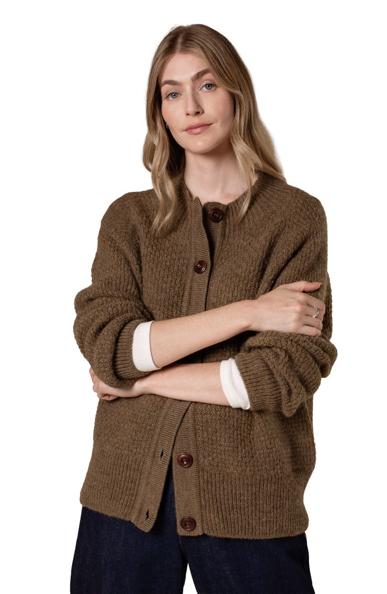 Celtic & Co. British Wool Moss Stitch Cardigan, Alternate, color, Walnut