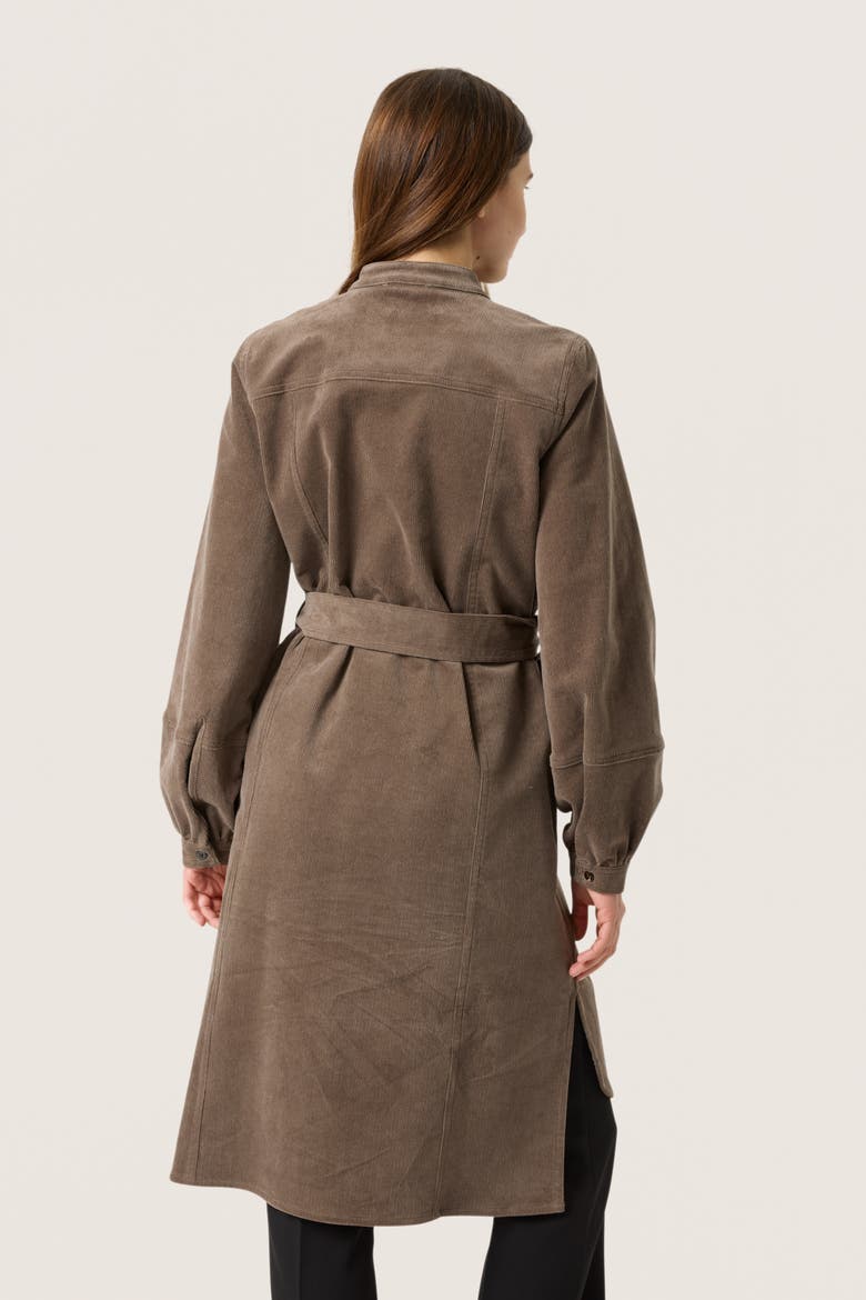 Slhelle Corduroy Knee Length Shirt Dress, Alternate, color, Morel