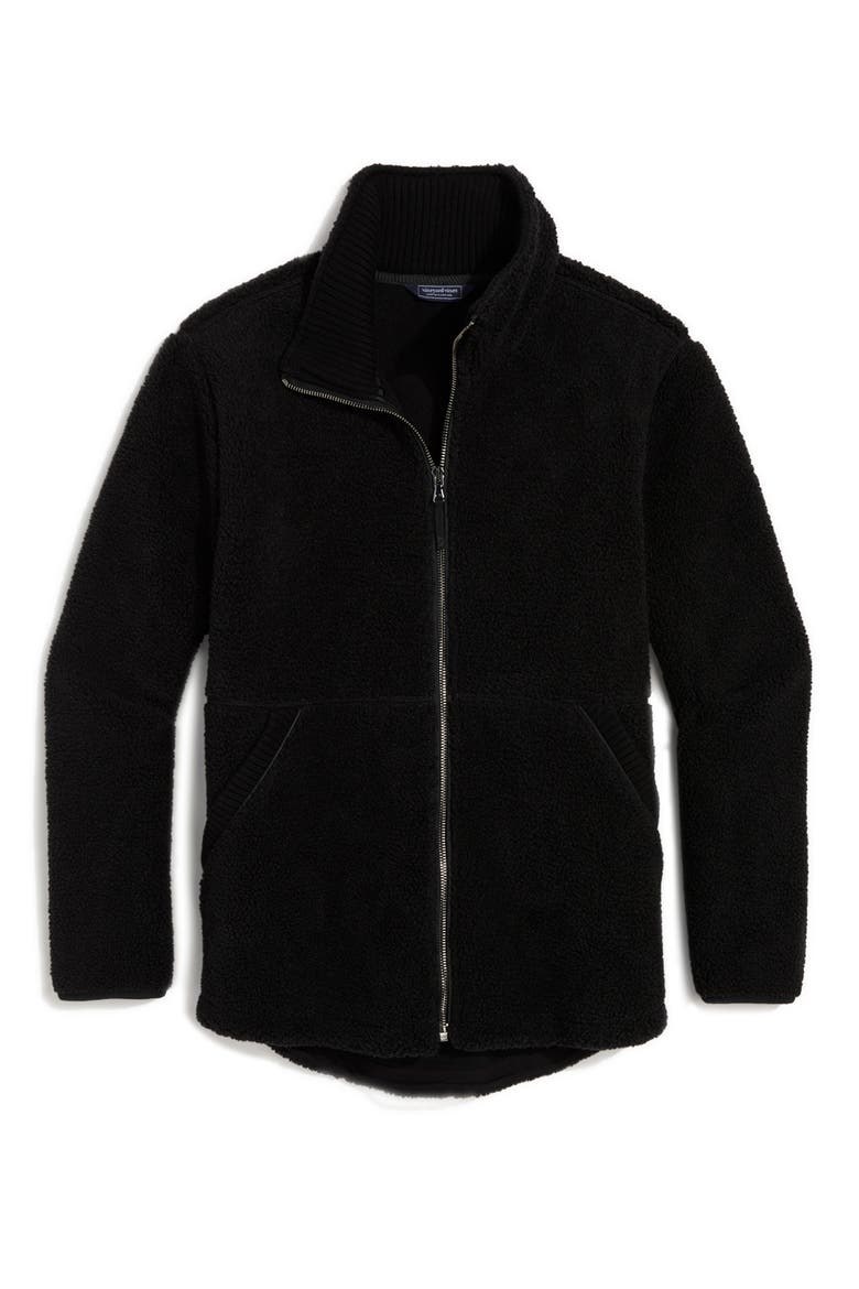 Full Zip High Pile Fleece Jacket, Main, color, JET BLACK