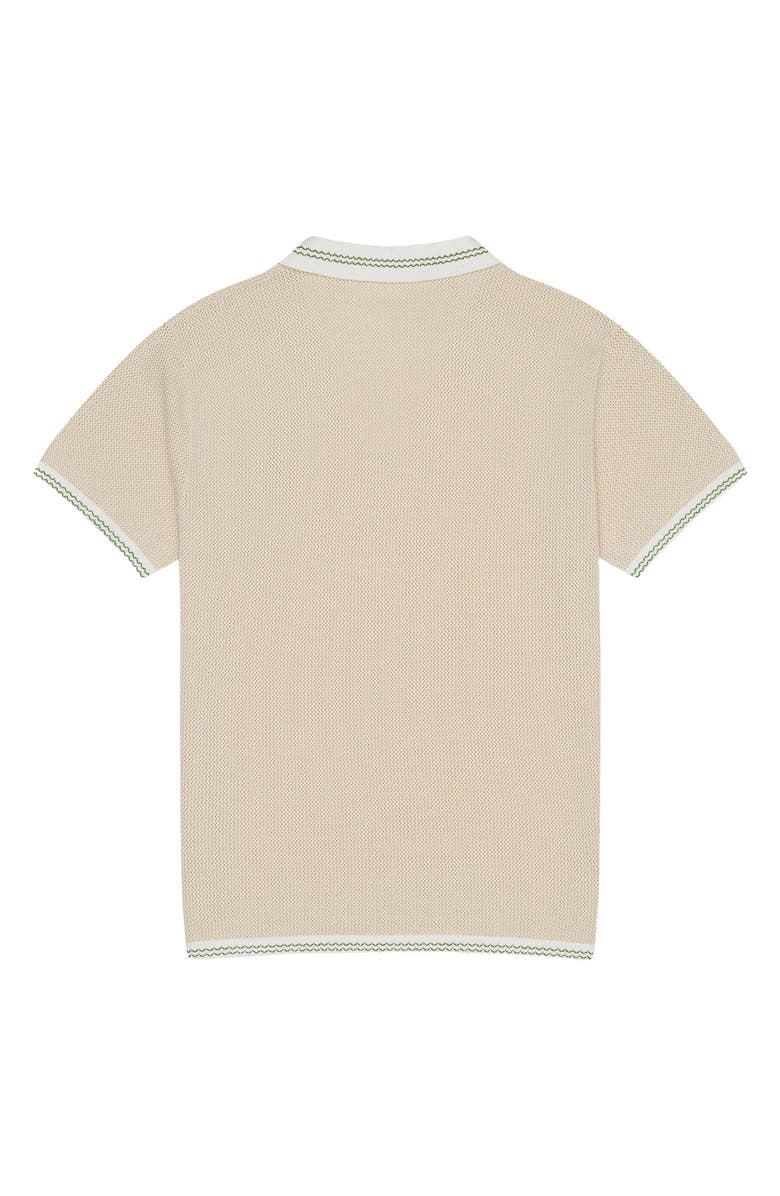 MAVRANS Flamingo Beach Mesh Johnny Collar Polo, Alternate, color, Tan Multi