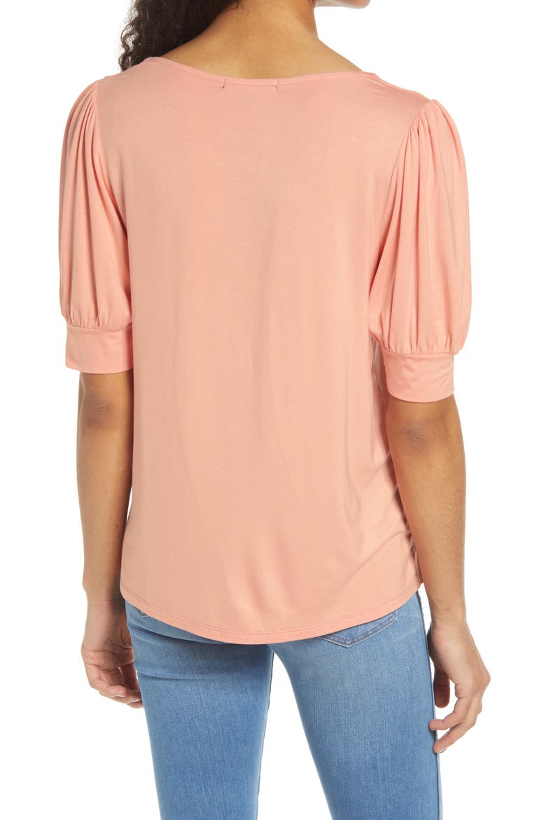 Sweetheart Neck Knit Top, Alternate, color, PEACH