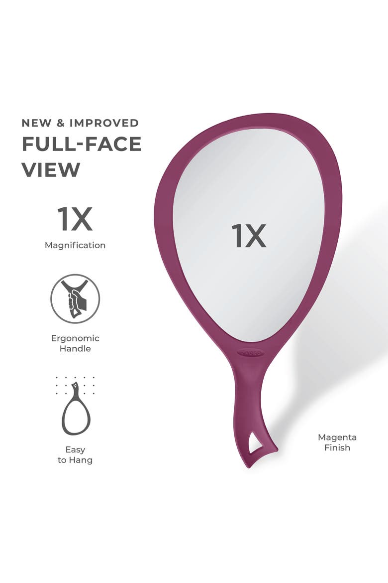 XL Teardrop Handheld Mirror with Handle, Alternate, color, Magenta