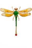 Kenneth Jay Lane Green Dragonfly Pin