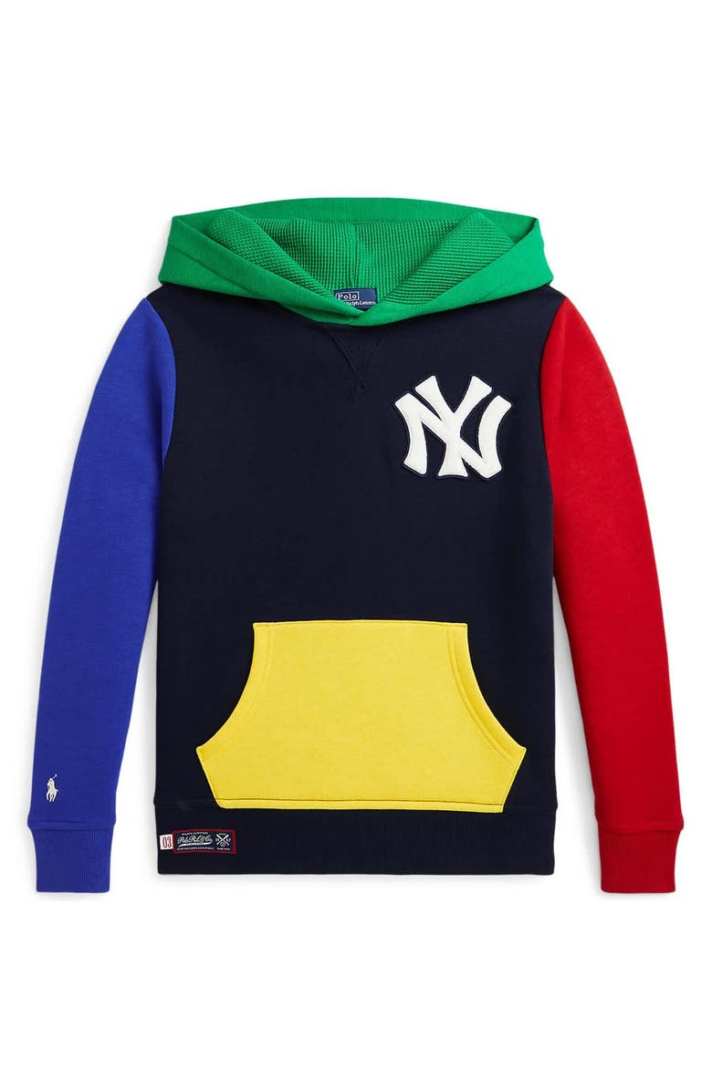 Polo Ralph Lauren Youth Polo Ralph Lauren  Navy Yankees  Fleece Hoodie, Alternate, color, 
