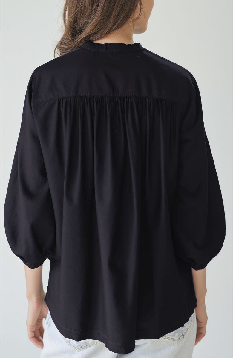 ocean+main Cotton Poplin Peasant Top, Alternate, color, Black