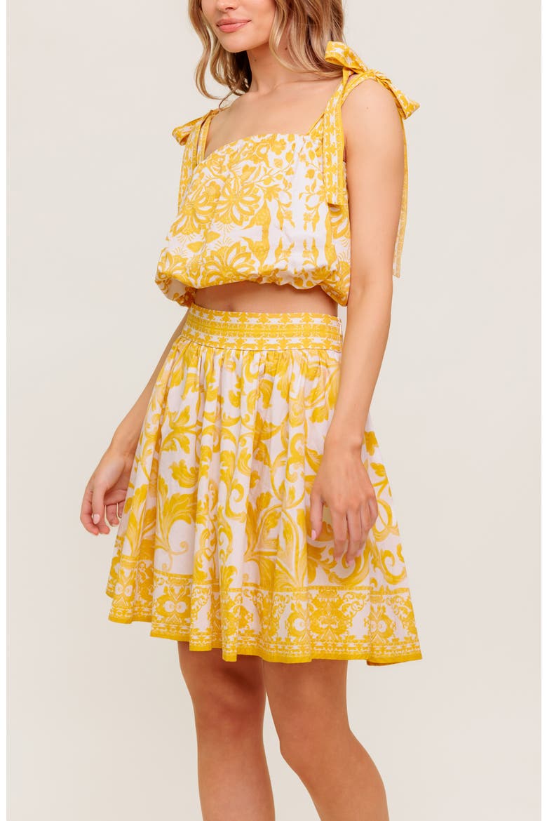 Printed Mini Skirt Set, Alternate, color, IVORY YELLOW