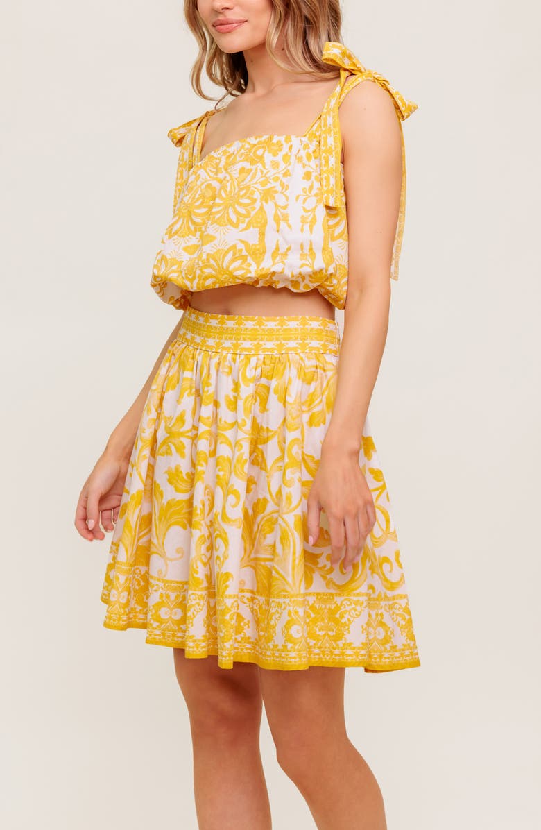 FLYING TOMATO Printed Mini Skirt Set, Alternate, color, Ivory Yellow