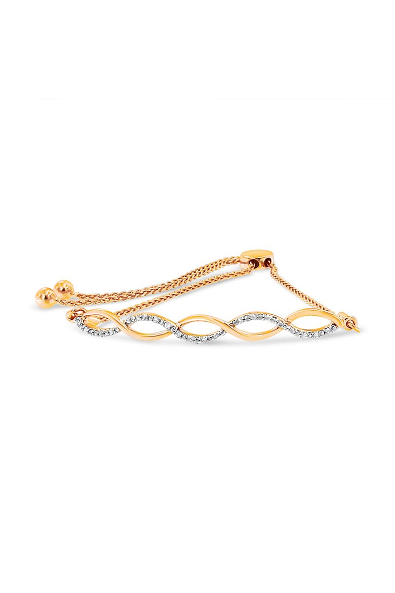 Silver Diamond Infinity Twist Bolo Bracelet, Main, color, Yellow Gold over Silver