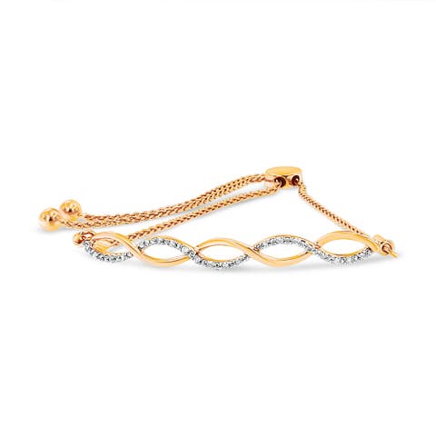 Silver Diamond Infinity Twist Bolo Bracelet