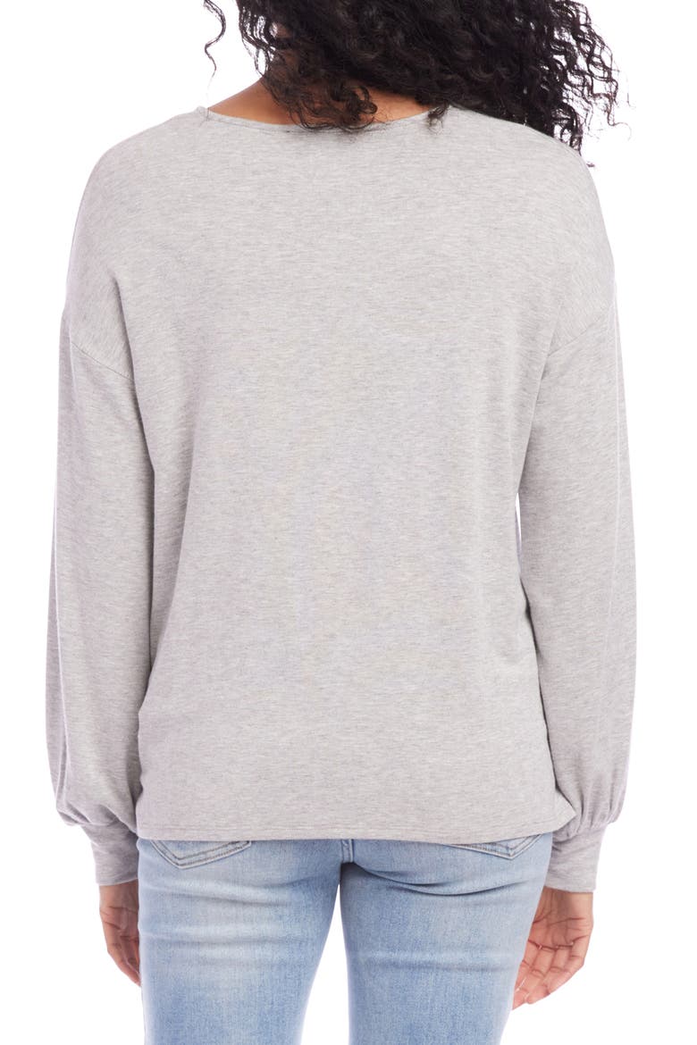 Twist Front Long Sleeve Knit Top, Alternate, color, LIGHT HEATHER GRAY