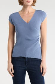 MAX STUDIO Cap Sleeve Wrap Sweater