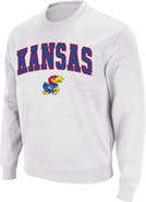 COLOSSEUM Men's Colosseum White Kansas Jayhawks Arch & Logo Crew Neck Sweatshirt
