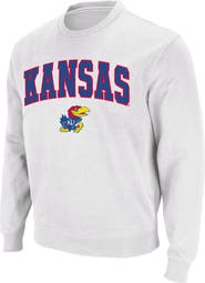 COLOSSEUM Men's Colosseum White Kansas Jayhawks Arch & Logo Crew Neck Sweatshirt