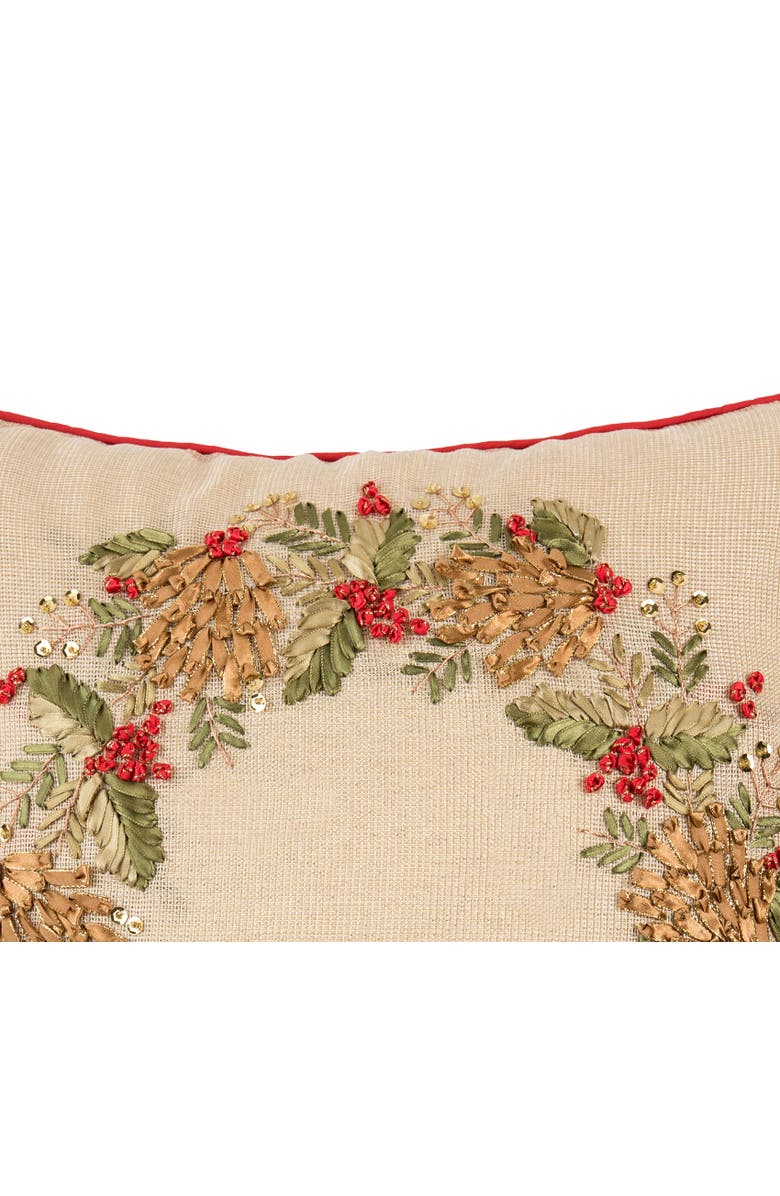 C&F Home Merry Wreath Christmas Throw Pillow, 18" x 18", Alternate, color, Yellow