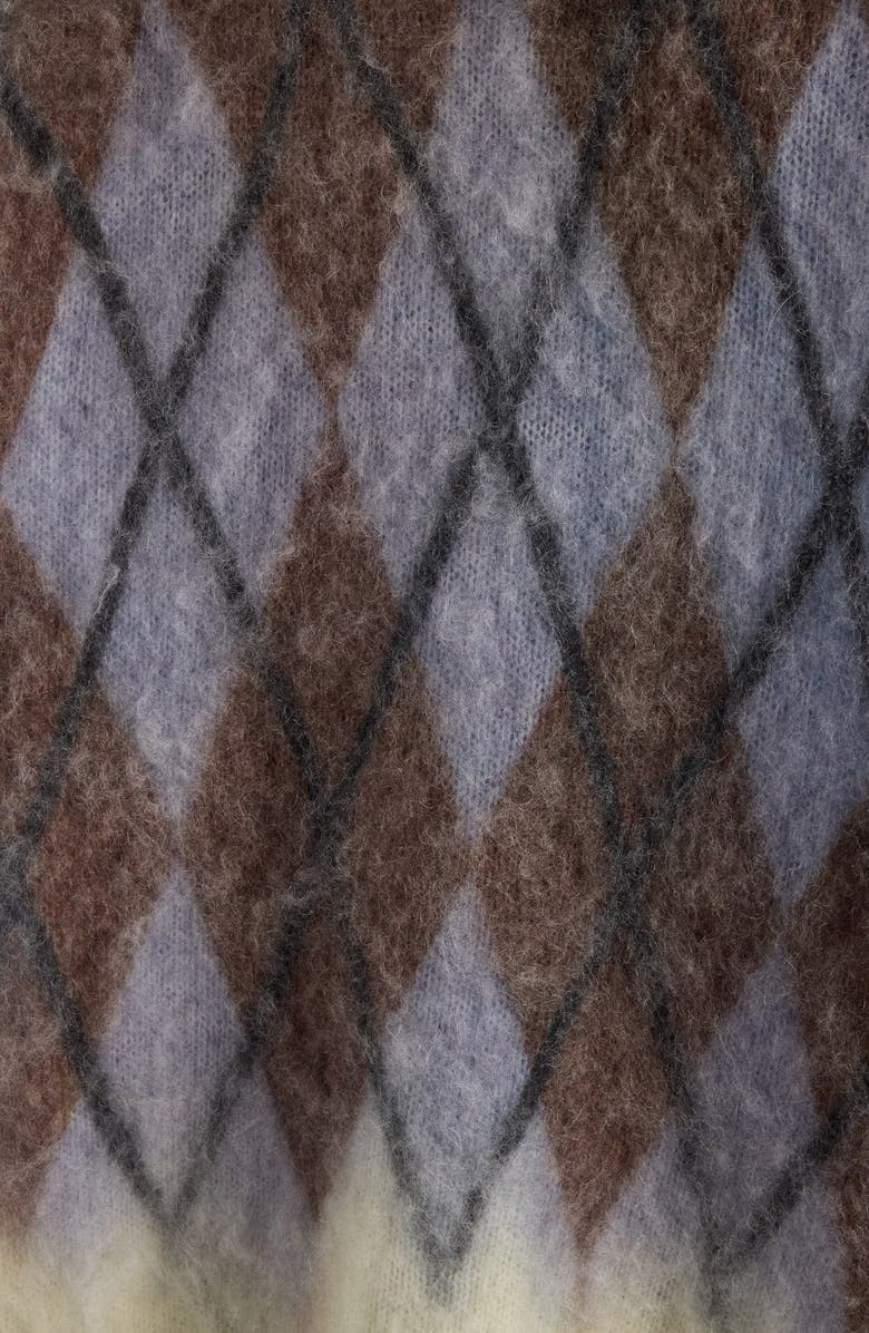 Acne Studios Katcher Argyle Mohair & Wool Blend Cardigan, Alternate, color, Grey/ Brown
