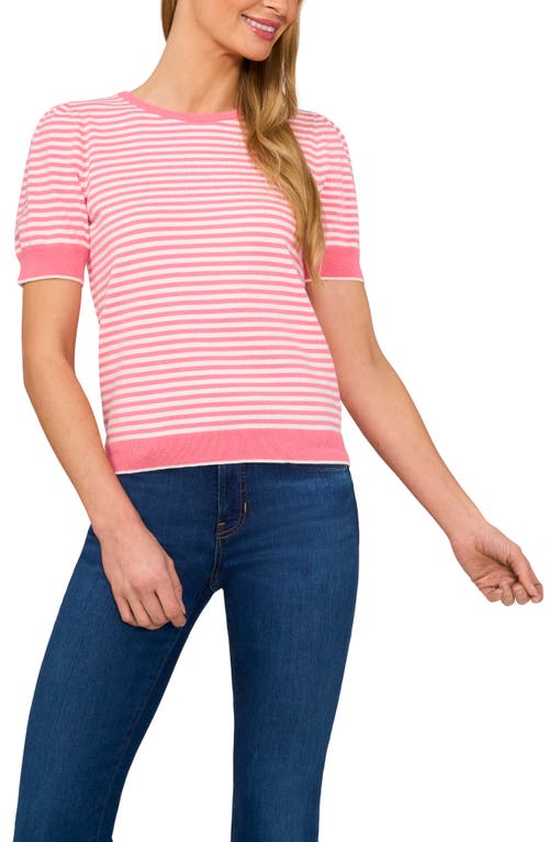 Cece Stripe Short Sleeve Sweater In Confetti