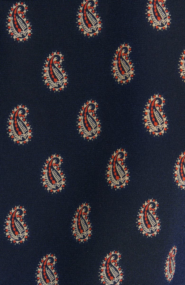 Valentino Garavani Paisley Print Long Sleeve Crêpe de Chine Shirtdress, Alternate, color, Indigo