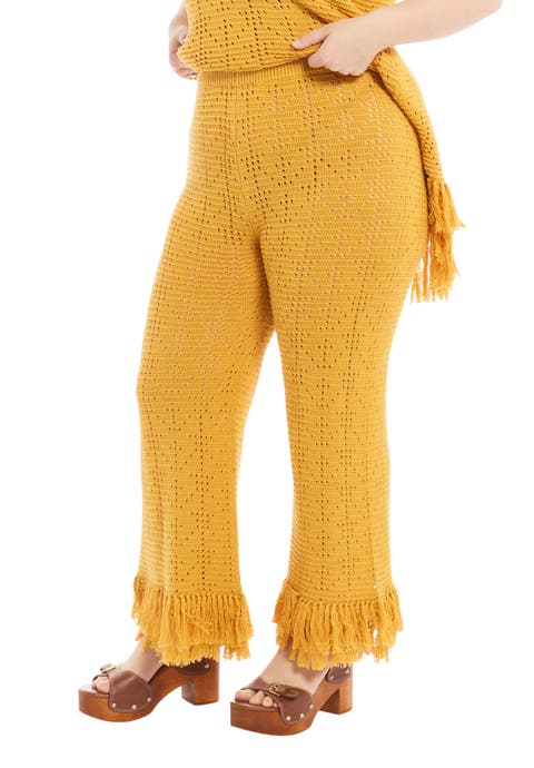 Fringe Trim Pointelle Knit Pant (plus)