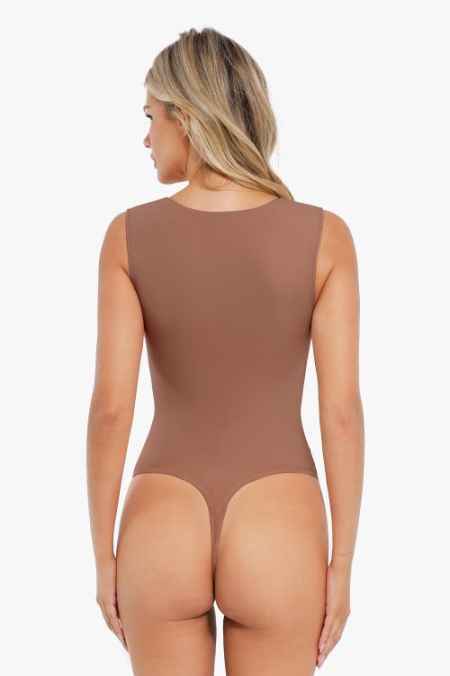 Popilush Shapewear Cloudsense Sleeveless Square Neck Bodysuit In Brown
