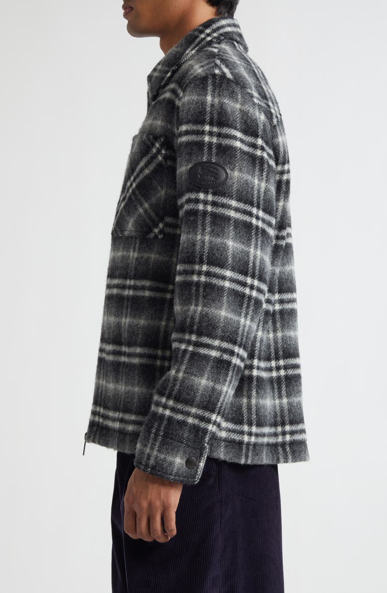 Burberry Oran Plaid Wool Overshirt, Alternate, color, Chess Black/ Bass Grey