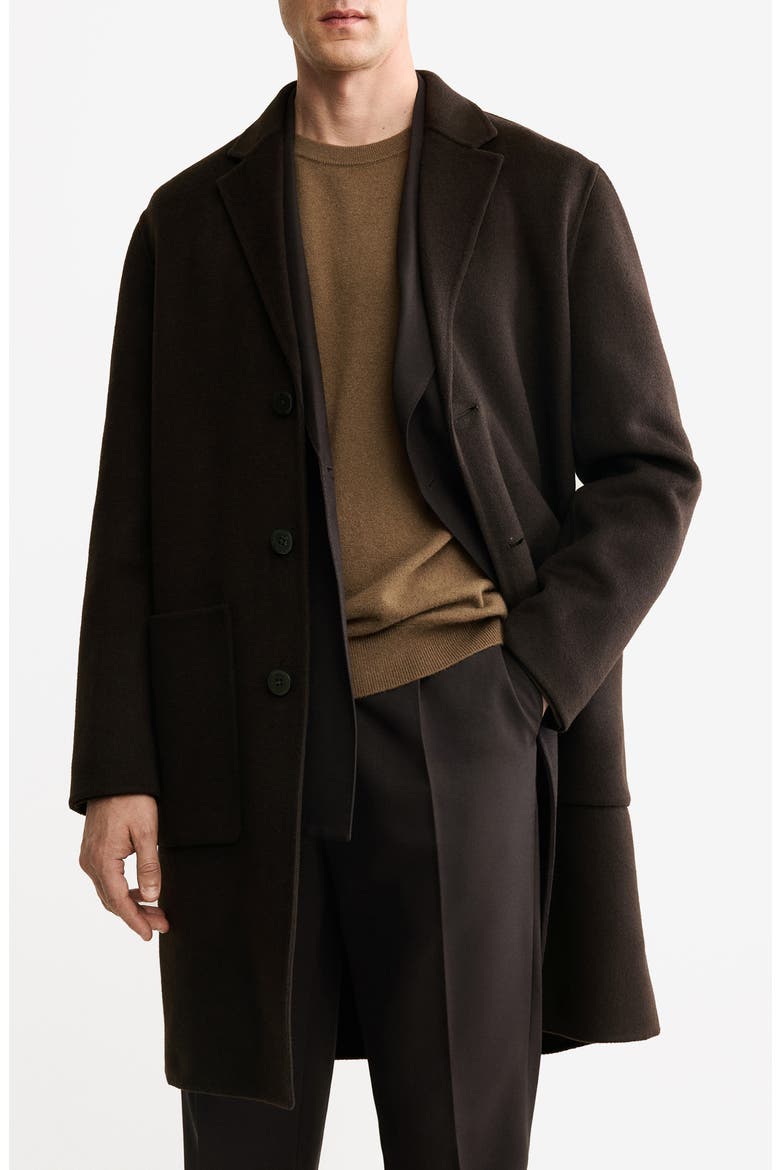 Handmade Wool Blend Melton Overcoat, Main, color, BROWN