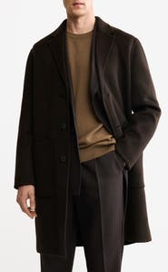 MANGO Handmade Wool Blend Melton Overcoat