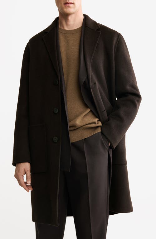 MANGO Handmade Wool Blend Melton Overcoat in Brown at Nordstrom, Size Small