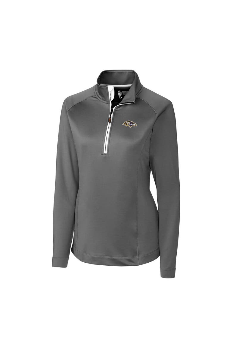 Women's Cutter & Buck Gray Baltimore Ravens Jackson Half-Zip Overknit Pullover Jacket, Main, color, Gray