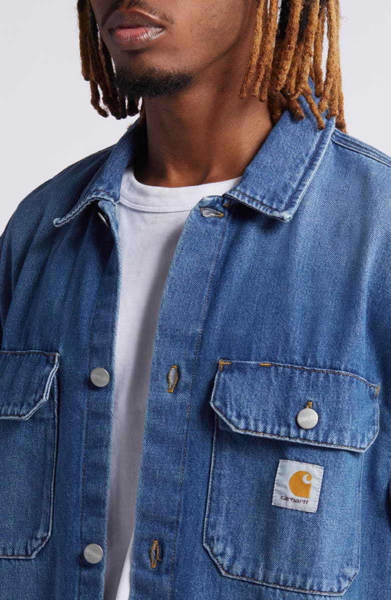 Carhartt Work In Progress Harvey Denim Shirt Jacket, Alternate, color, Blue Dark Used Wash