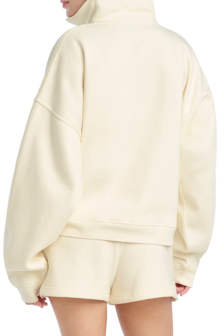 Hal Half Zip Sweatshirt, Alternate, color, GARDENIA/ LIGHT SAGE