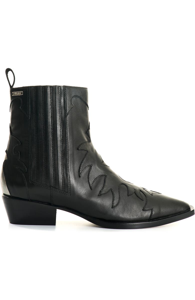 Velez Leather Western Ankle Boots, Main, color, Black