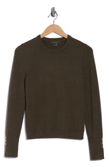 French Connection Split Cuff Crop Sweater In Green