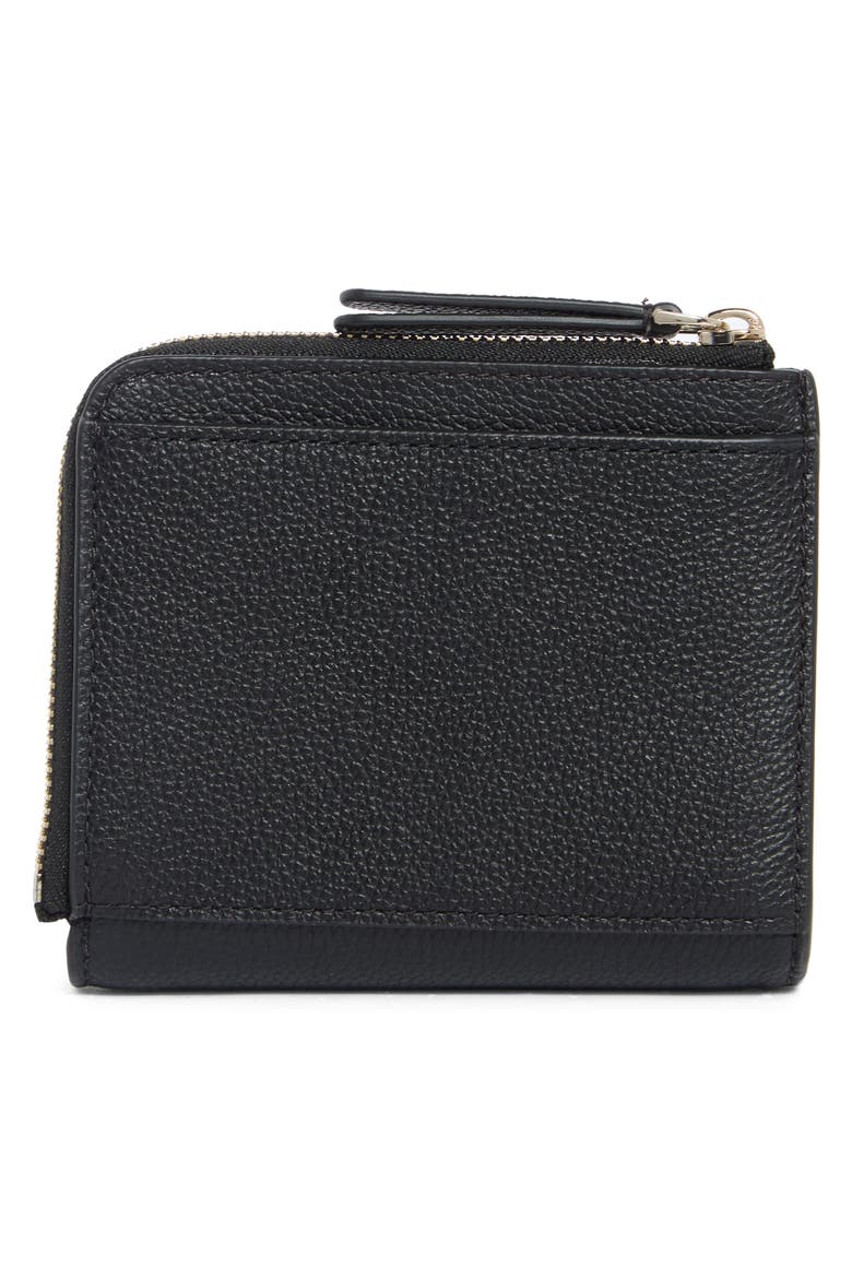 leila small pebbled leather wallet, Alternate, color, BLACK
