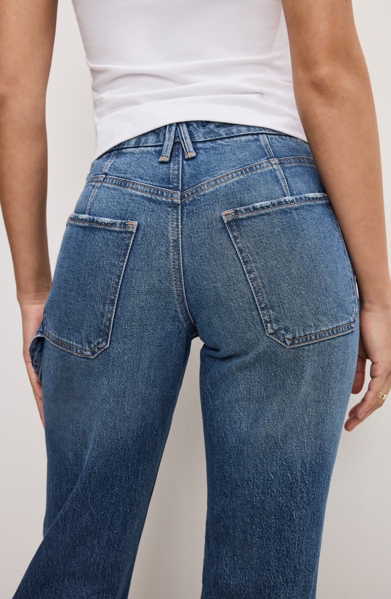 Good American Good Icon High Waist Straight Leg Carpenter Jeans, Alternate, color, 