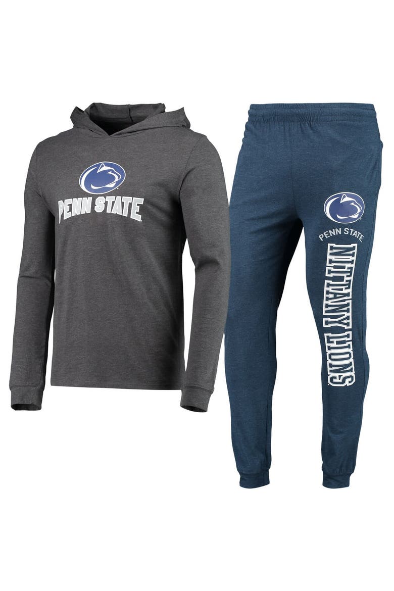 Men's Concepts Sport Navy/Heather Charcoal Penn State Nittany Lions Meter Long Sleeve Hoodie T-Shirt & Jogger Pajama Set, Main, color, Navy