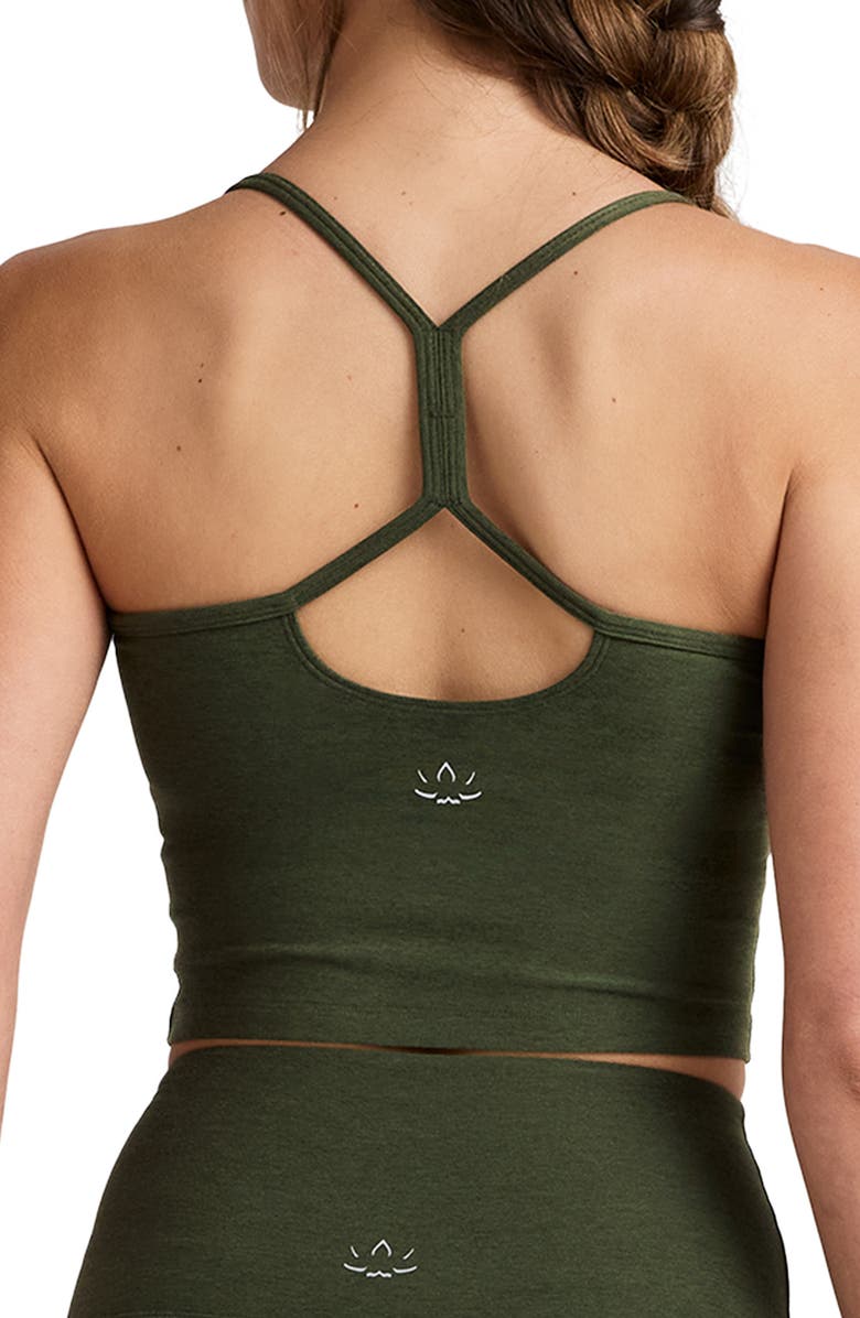 Beyond Yoga Space Dye Slim Racerback Crop Tank, Alternate, color, Beyond Olive Heather