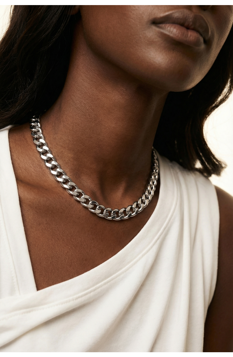 Joey Baby Cuban Link Chain Silver Necklace And Freshwater Pearl Drop Earring Set, Alternate, color, Silver