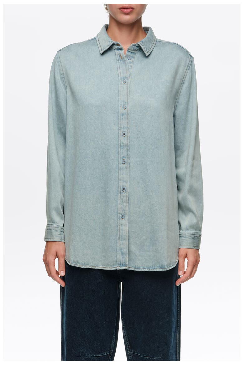 Straight Fluid Denim Shirt, Main, color, LIGHT BLUE