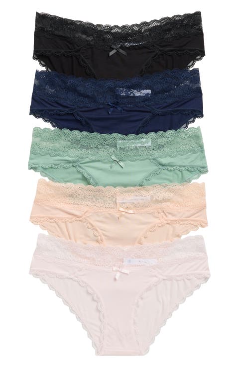 Ahna 5-Pack Lace Low Rise Hipster Panties