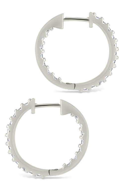 Sterling Forever Constance Cubic Zirconia Inside Out Hoop Earrings In Metallic