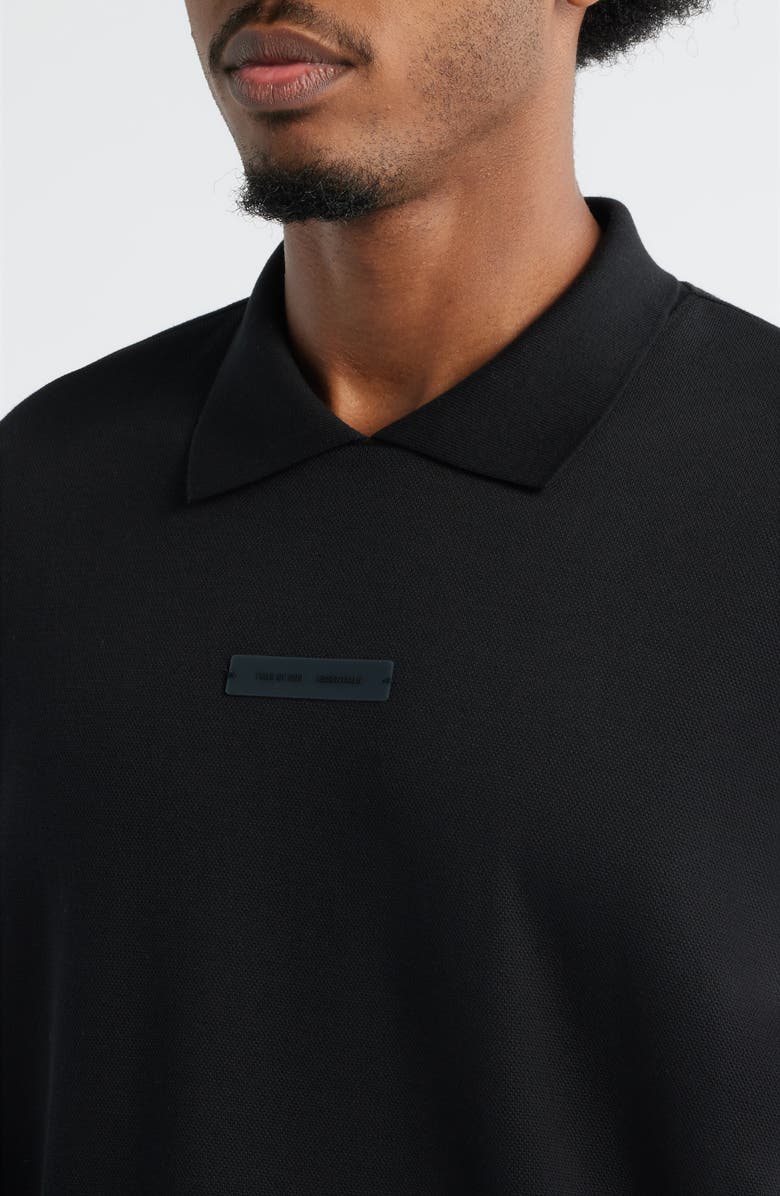 Fear of God Essentials '90's Fit Piqué Polo, Alternate, color, Jet Black