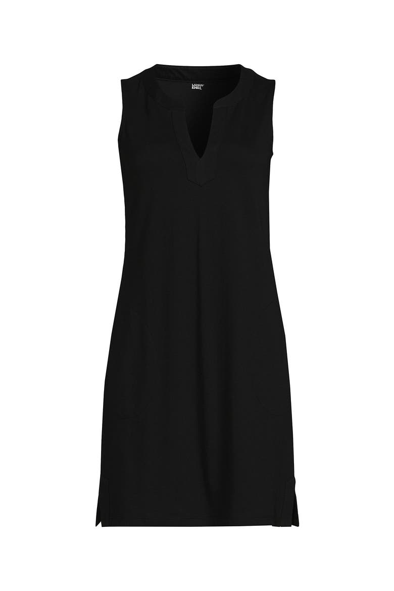 Cotton Jersey Notch Neck Dress with Soutache, Alternate, color, Black