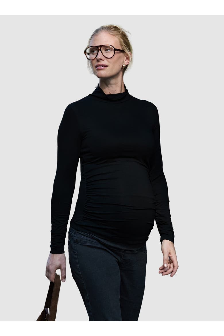 The Essentials Maternity Turtleneck Top, Main, color, Caviar Black