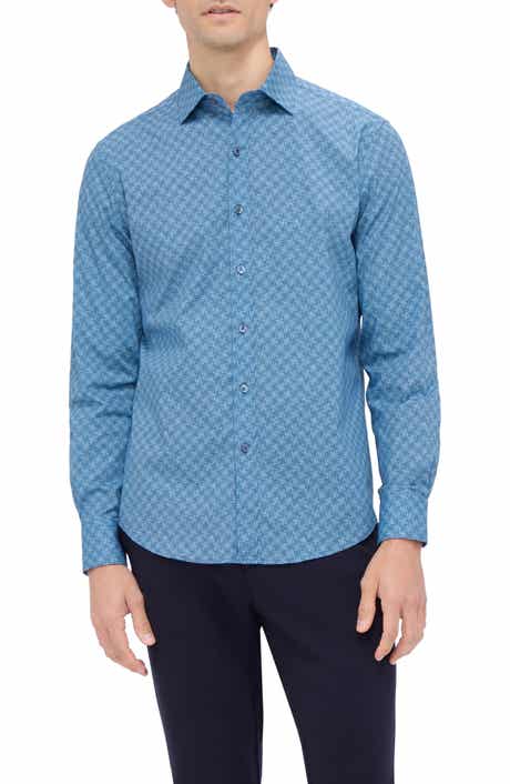 Bugatchi Axel Shaped Fit Geo Print Stretch Cotton Button-Up Shirt