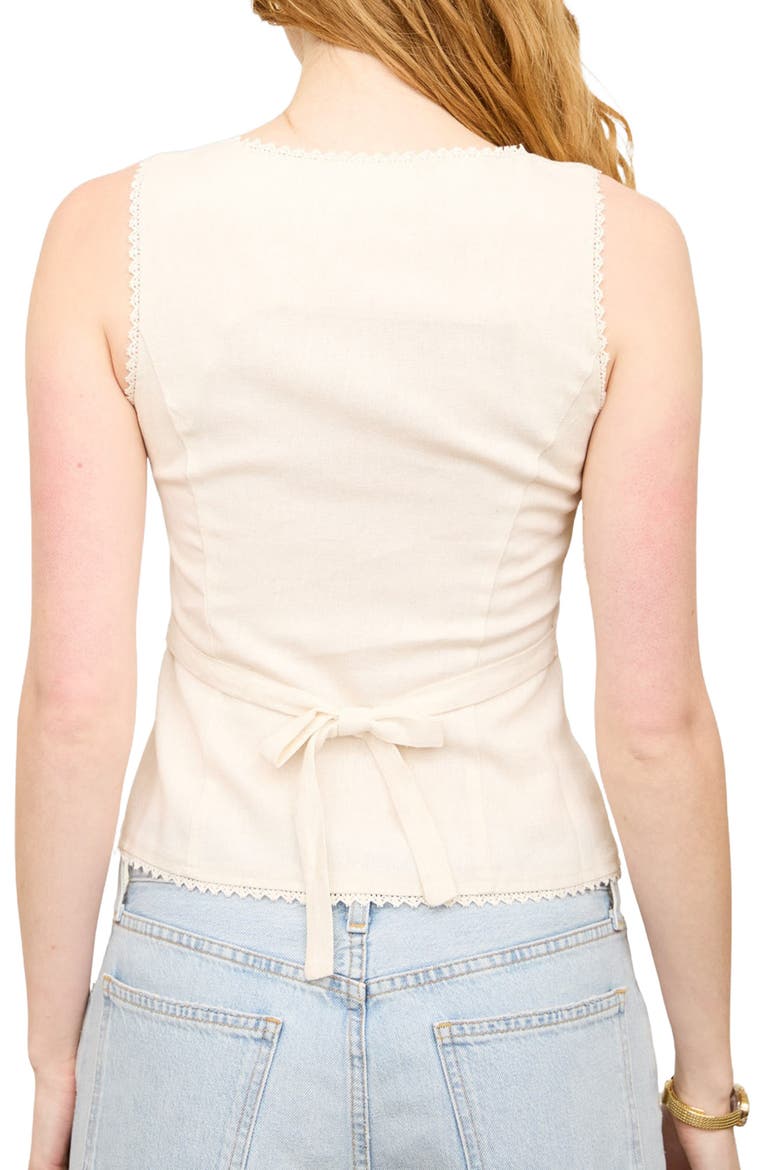 Lace Trim Button Down Tank, Alternate, color, NATURAL