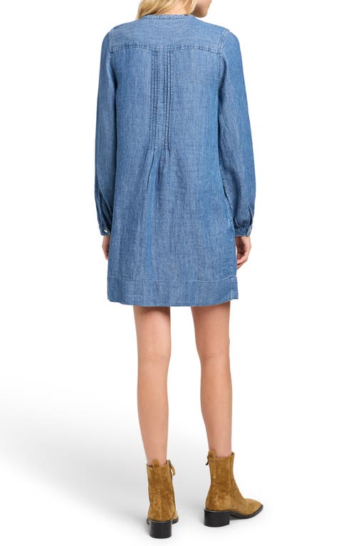 Faherty Tried & True Isha Long Sleeve Denim Dress In Dark Rain Wash