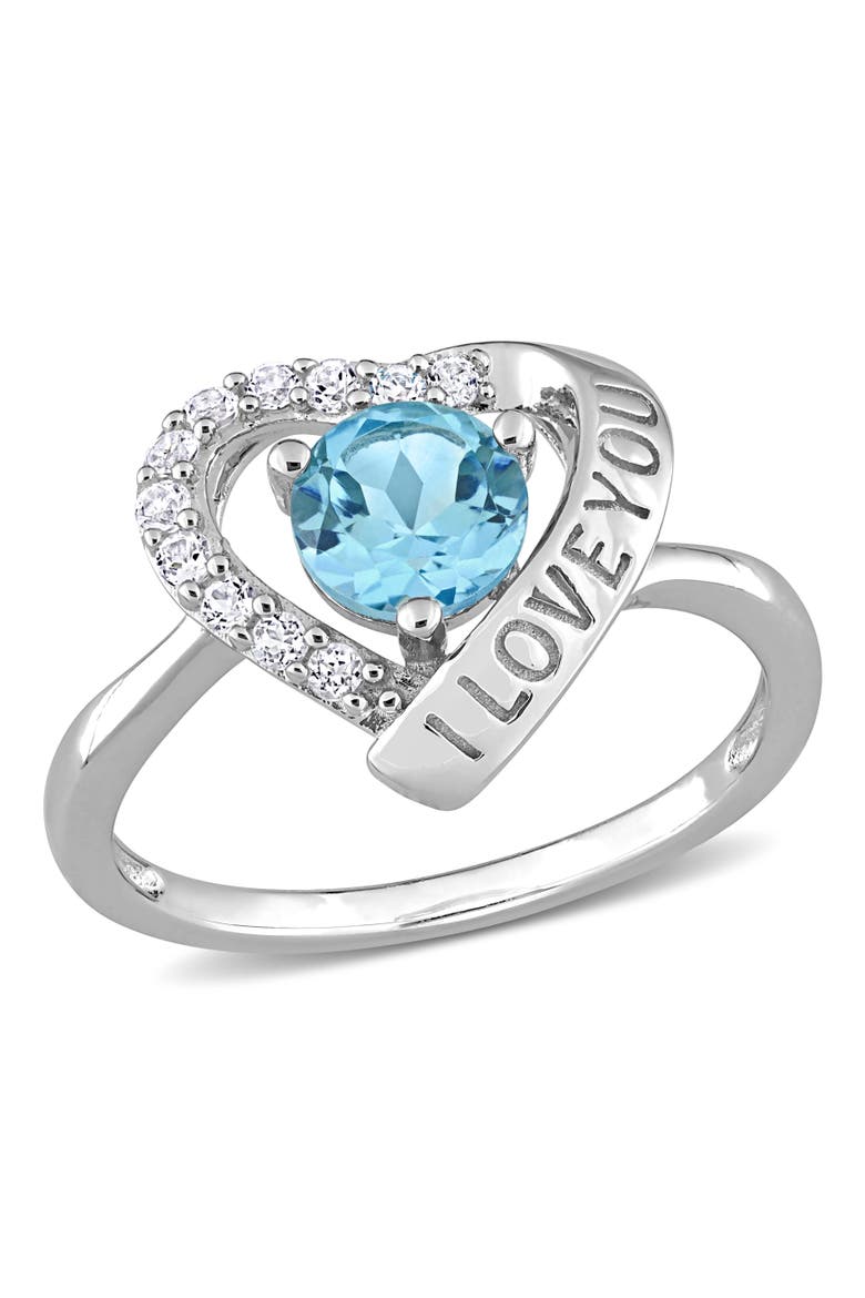 Blue & White Topaz I LOVE YOU Heart Ring, Main, color, Blue Topaz