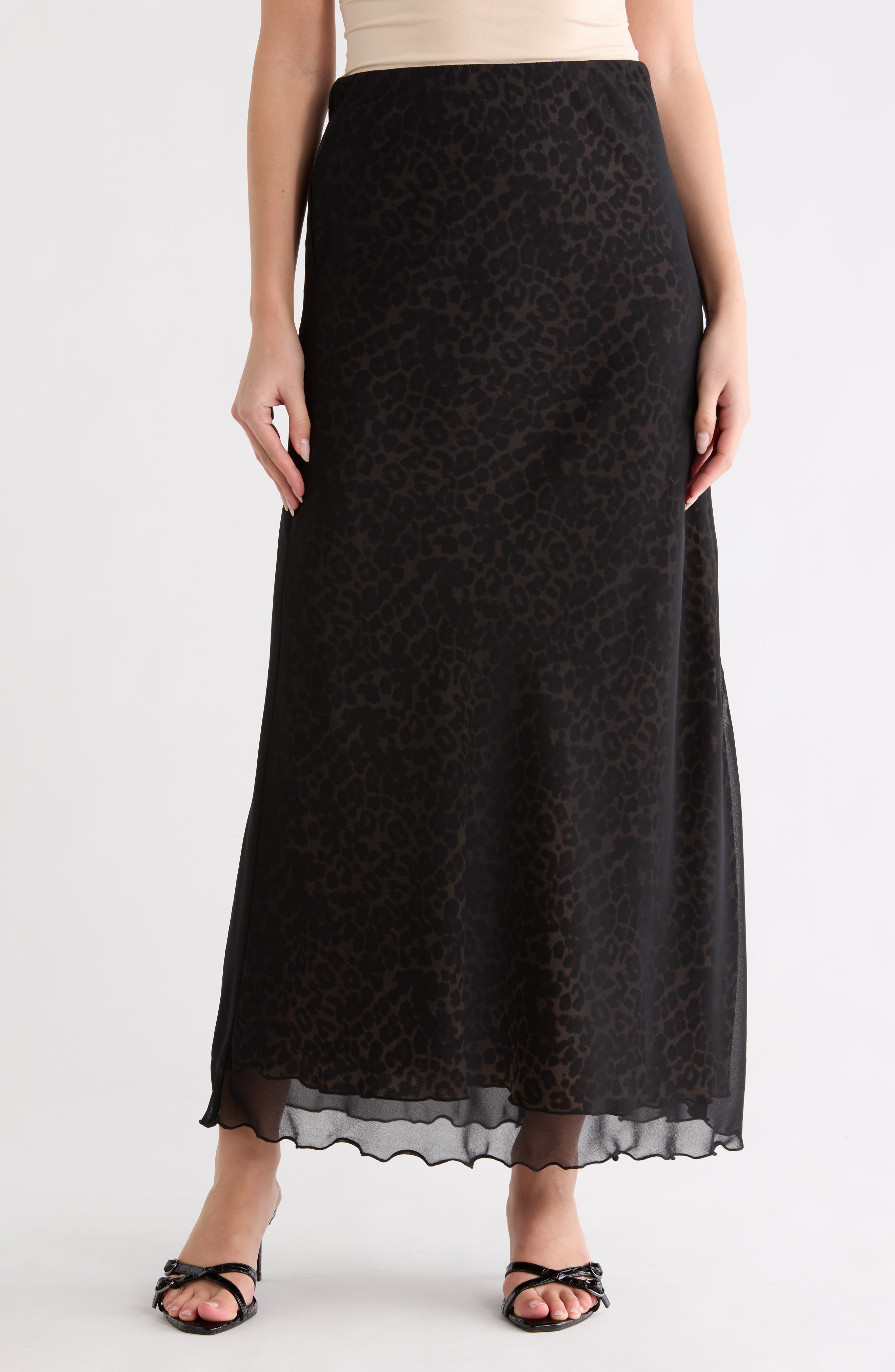 Parker Leopard Mesh Maxi Skirt