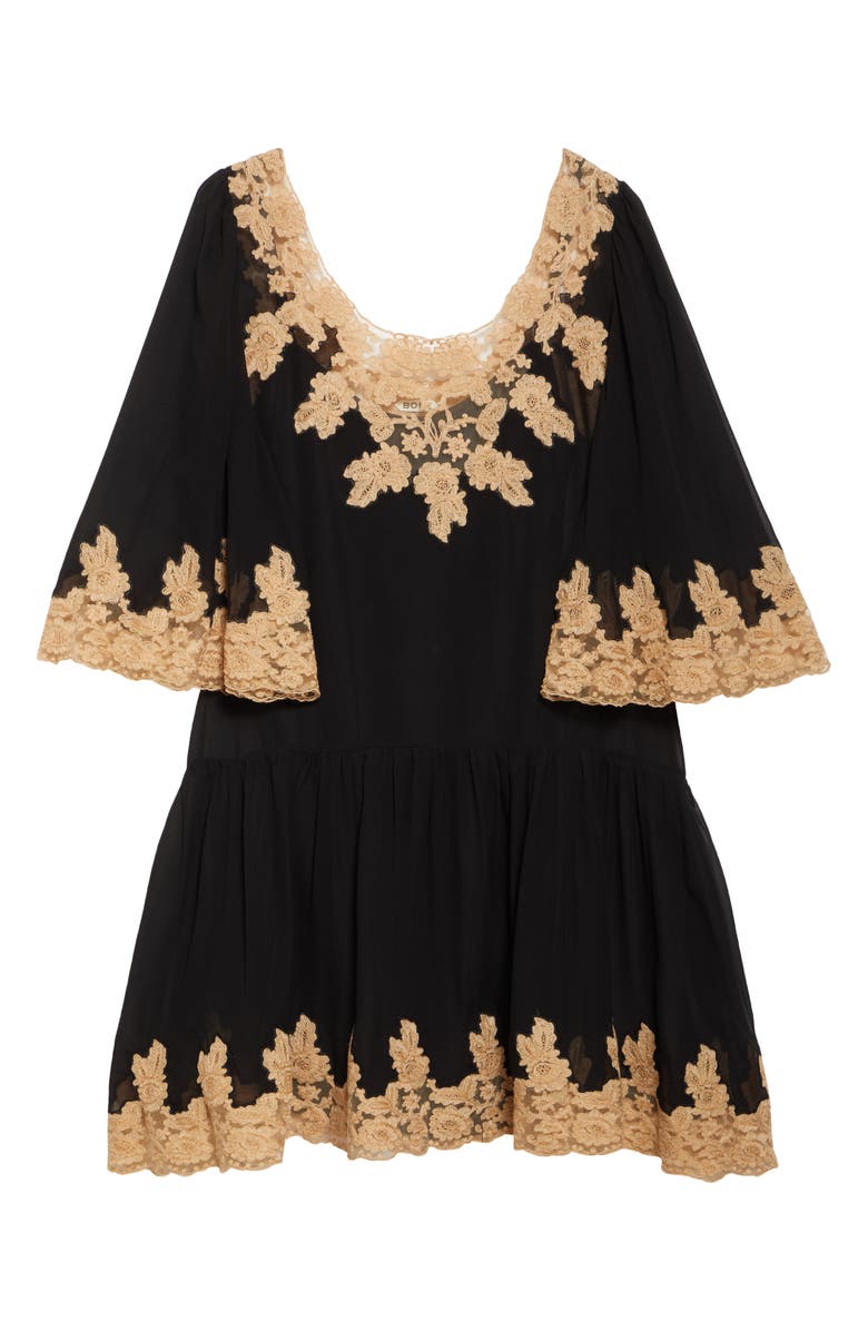 Bode Marisel Lace Trim Silk Chiffon Dress, Alternate, color, 